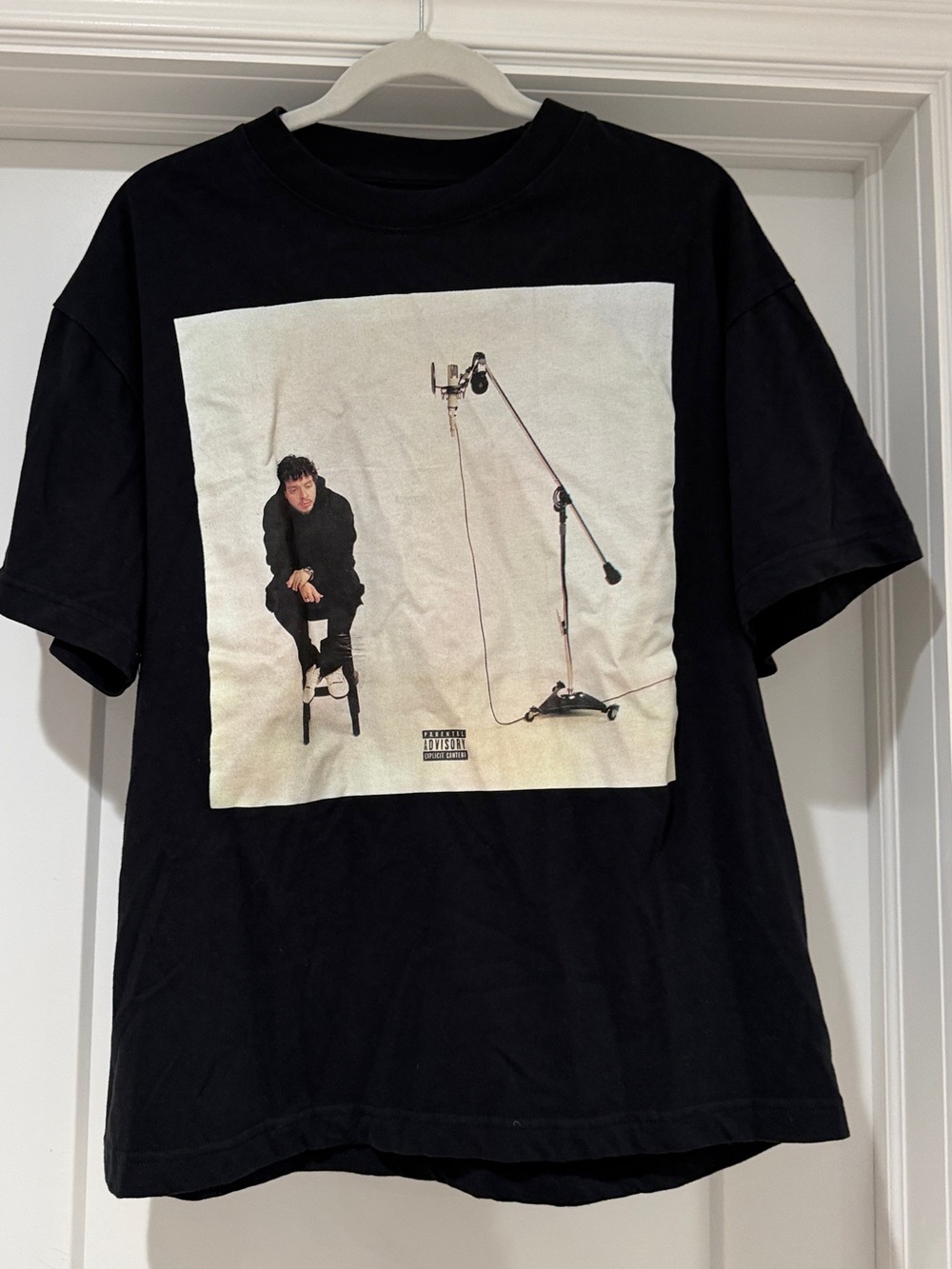 Black Graphic Crewneck Tee with Studio Photo Print